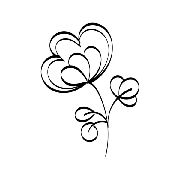 Floral Art Flower Drawing Line Art Drawing Vector Graphics Floral — Vetor de Stock