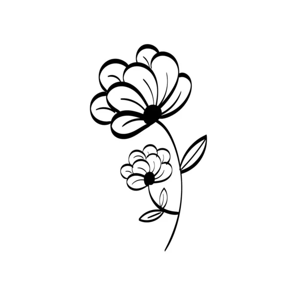 Floral Art Flower Drawing Line Art Drawing Vector Graphics Floral — Vettoriale Stock