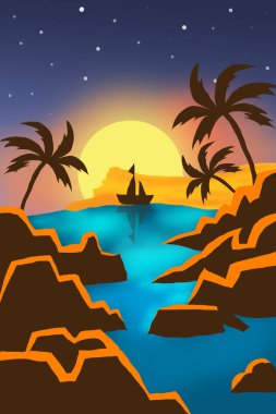 Peyzaj Tasarımı. Dijital sanat. Başka bir gezegendeki doğa..