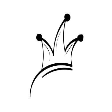 El çizimi karalama tacı. Crown logosu el çizimi ikonu. Siyah karalama elementi beyaz üzerine izole edildi.