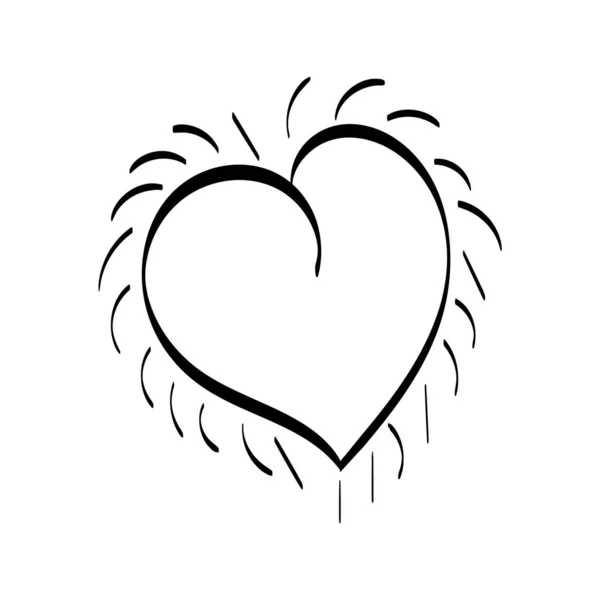 Hand Drawn Heart Handdrawn Rough Marker Hearts Isolated White Background —  Vetores de Stock