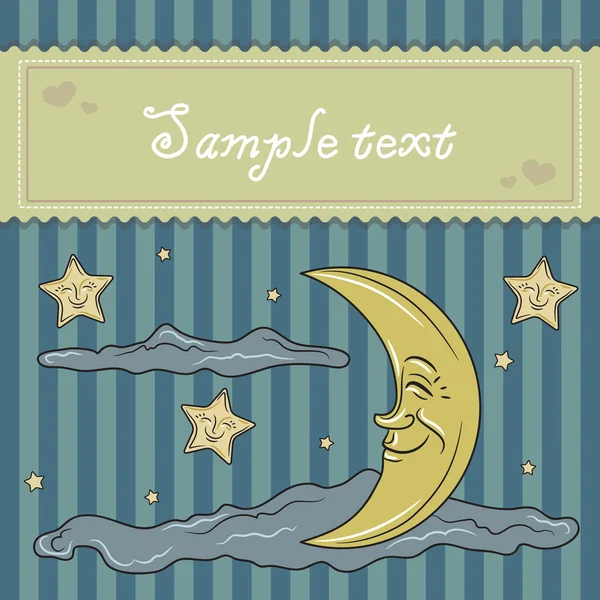 Card template with moon and stars — Stock Vector