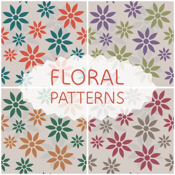 Conjunto de padrões florais — Vetor de Stock