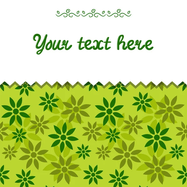 Kaart met groene floral achtergrond — Stockvector