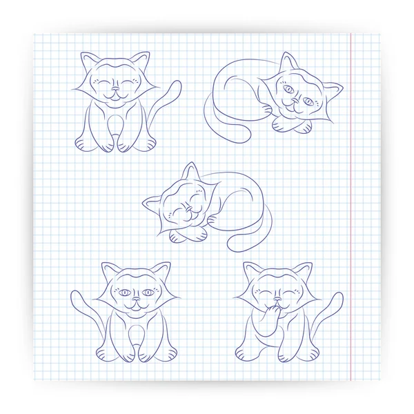 Дудл-иллюстрации кошек — стоковый вектор