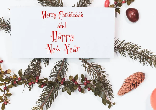Christmas Mockup Postcard Dry Fruits Craft Paper Gift Box Handmade — Stock Photo, Image