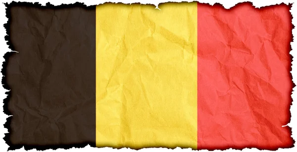 Belgium Zászló Gyűrött Papír Grunge — Stock Fotó