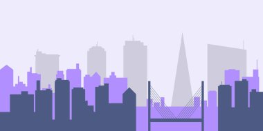 Siluet kentsel çok renkli ufuk çizgisi çizimi