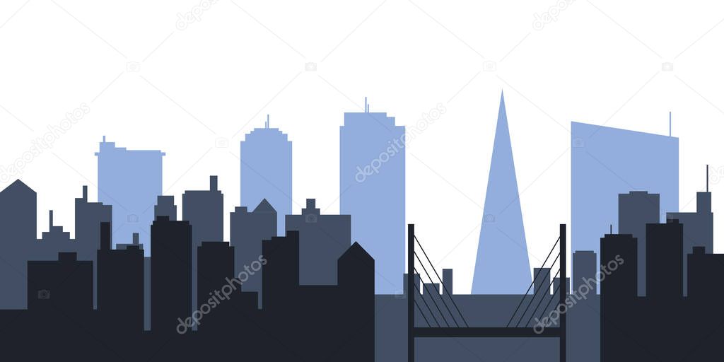 Silhouette urban multicolored skyline illustration