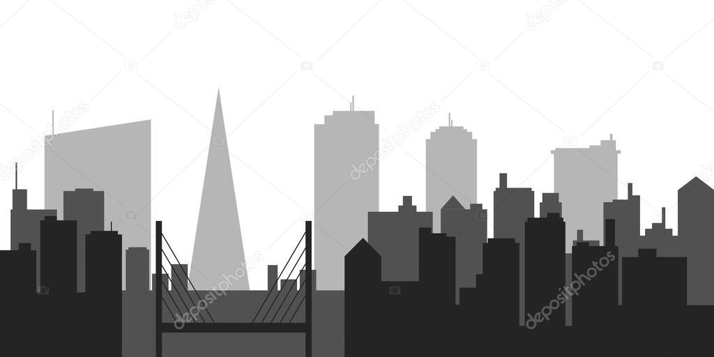 Silhouette urban multicolored skyline illustration