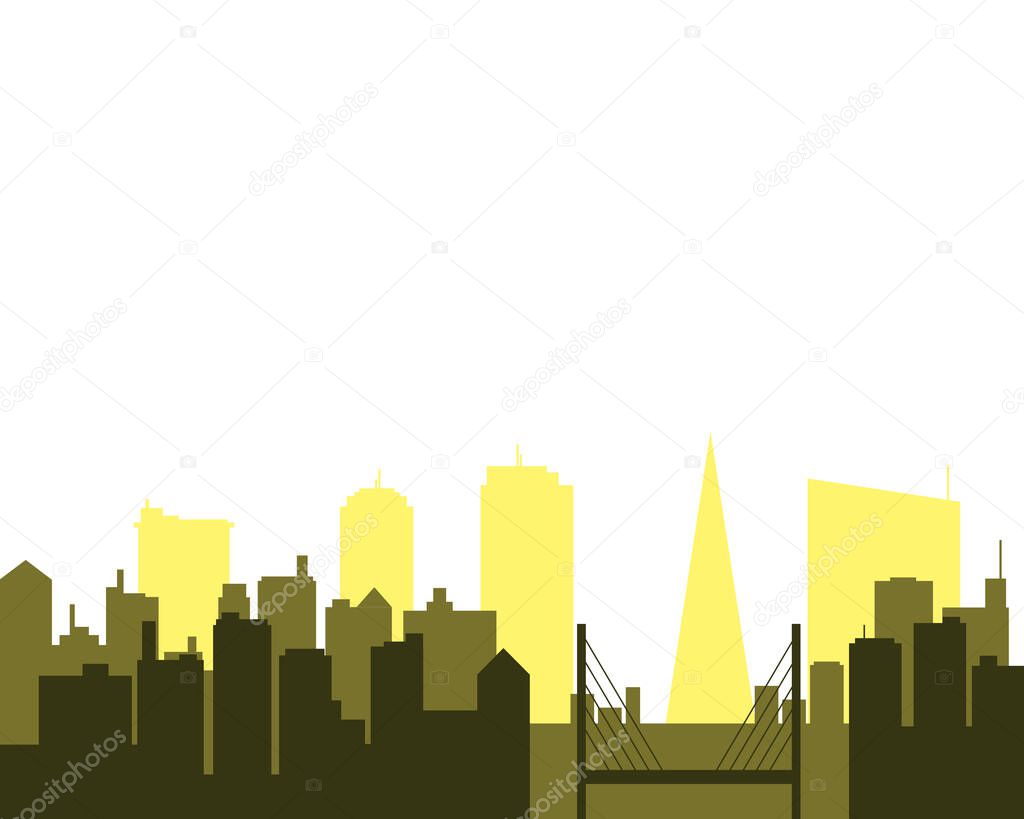 Silhouette urban multicolored skyline illustration