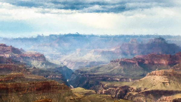 Usa Grand Canyon Painting Oil Pastel Canvas — Stock Photo, Image
