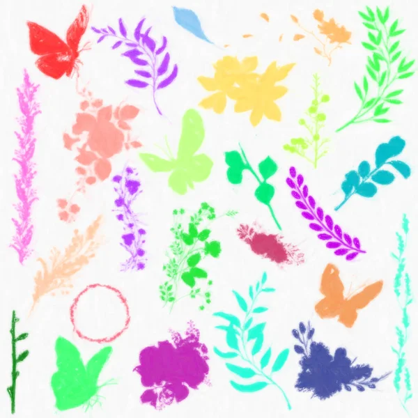 Текстура Барвистих Квітів Метеликів Гілок — стокове фото