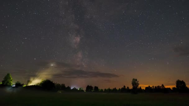 Timelapse Del Movimiento Del Cielo Nocturno Estrellado Con Vía Láctea — Vídeos de Stock