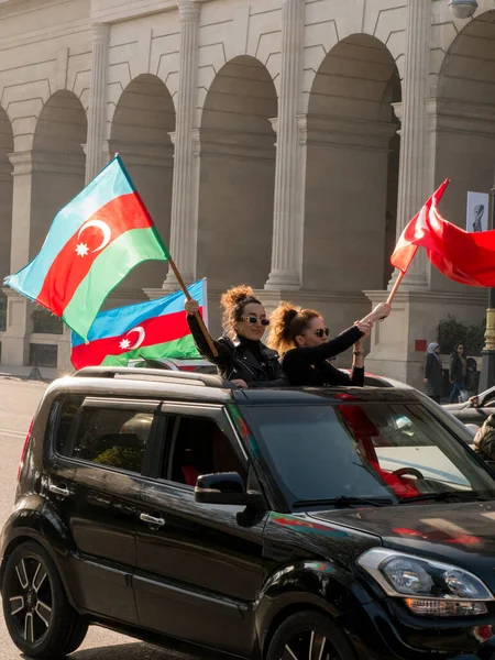 Azerbeidzjan 2021 Overwinningsdag Een Zefer Gunu Overwinningsdag Azerbeidzjan Mensen Met — Stockfoto