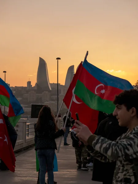 Azerbeidzjan 2021 Overwinningsdag Een Zefer Gunu Overwinningsdag Azerbeidzjan Mensen Met — Stockfoto