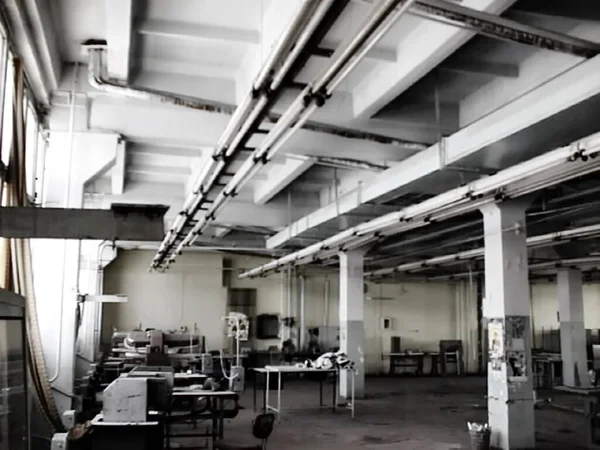 Interno Sovietico Fabbrica Industriale Edificio Soppalco — Foto Stock
