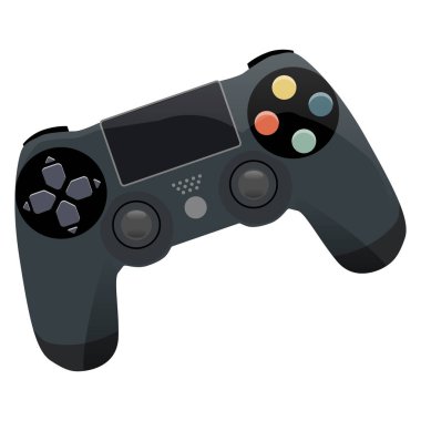 Oyun konsolu kablosuz kumanda joystick simgesi. Video Oyun Elektronik Oyun Alanı. Beyaz arkaplanda vektör illüstrasyonu.