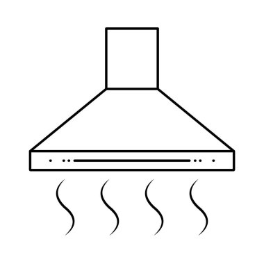 Mutfak kaputu pişirme ekipmanı havalandırma sistemi ikonu. Vektör illüstrasyonu beyaz arkaplanda izole edildi.