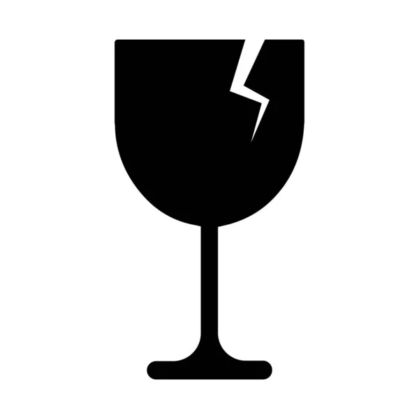 壊れたガラス壊れやすい貨物警告アイコン ワイングラスはラベルのシンボルを梱包割れました 白い背景に独立したベクターイラスト — ストックベクタ