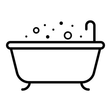 Sabun ikonlu küvet. Banyo duş spa sembolü. Vektör illüstrasyonu beyaz arkaplanda izole edildi.