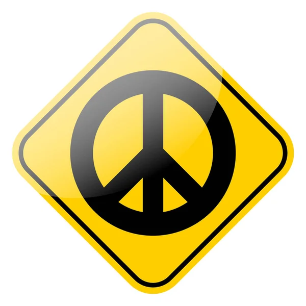 Peace Sign Icon Yellow Street Sign Frame Universal Pacifist Antiwar — Stock Vector