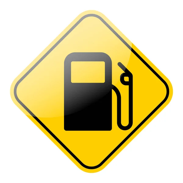 Fuel Pump Petrol Symbol Gas Station Black Icon Yellow Street — ストックベクタ