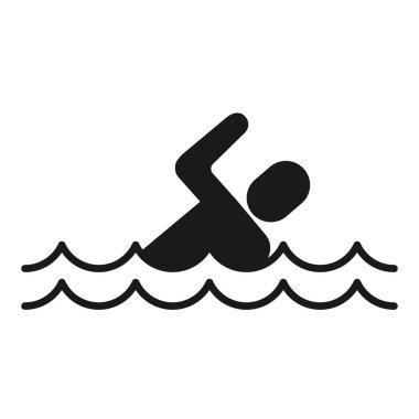 Swimming figure Icon. Swim zone water information sign flat design icon isolated vector illustration on white background.