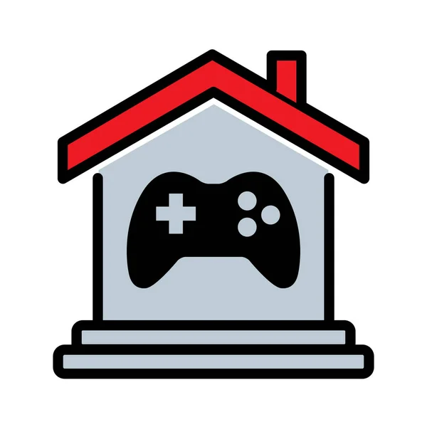 Video Games Controller House Arcade Building Icon Game Zone Home — Stock Vector