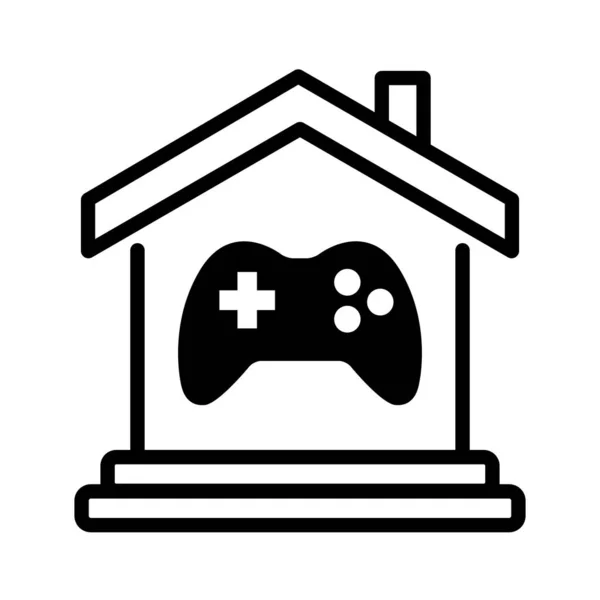 Video Games Controller House Arcade Building Icon Game Zone Home — Stock Vector