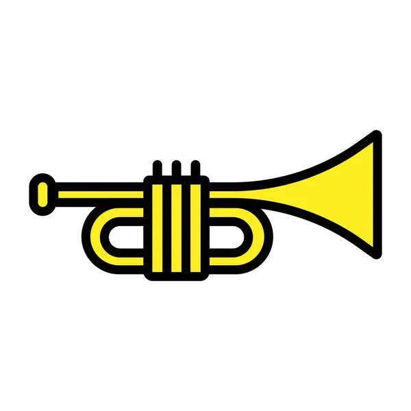 Instrument Musique Trompette Icône Jaune Noire Isolé Sur Fond Blanc — Image vectorielle