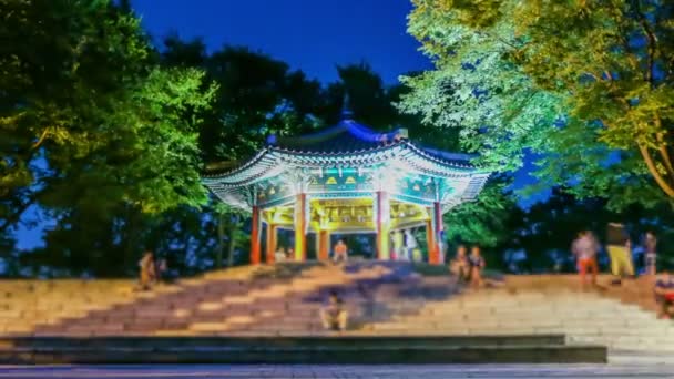 Σεούλ πόλη 261 παγόδα όμορφη νύχτα — Αρχείο Βίντεο