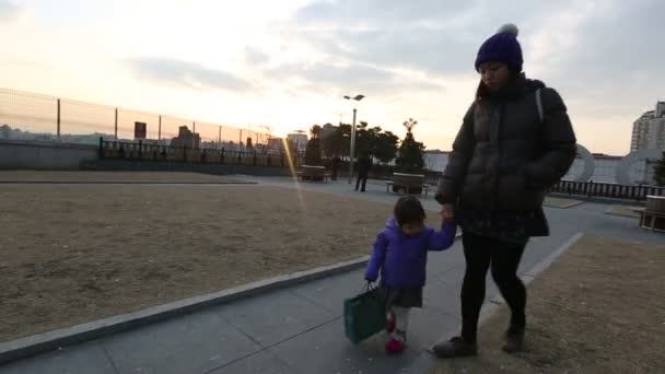 Bebé y madre en el parque — Vídeo de stock