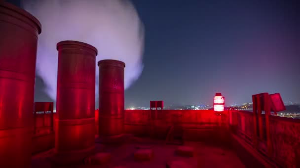 Seoul stad op het dak industrie stapels — Stockvideo