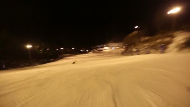 Skiën pov glide cam — Stockvideo