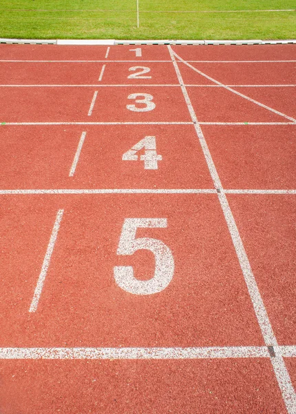 Atletismo Track Lane Numbers — Fotografia de Stock