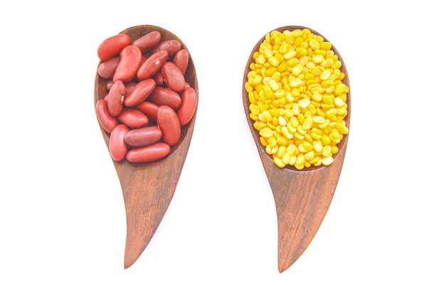 Red Kidney Bean and Hulled-split monk bean — Stock Photo, Image