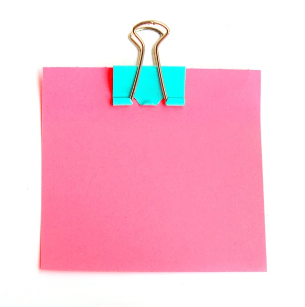 Papel Pink Note con clip — Foto de Stock