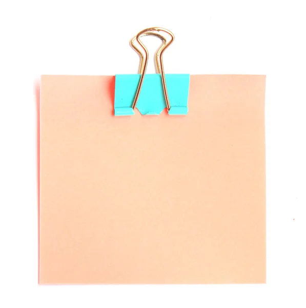 Papel rosa com clipe de papel — Fotografia de Stock