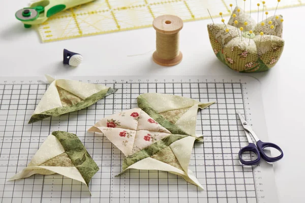 Patchwork Blok Šití Proces Pincushion Šití Quilting Příslušenství — Stock fotografie