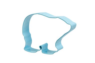 Painted metal polar bear shaped cookie cutter, cut out