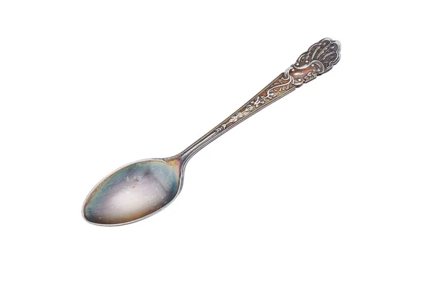 Metal Oxidized Dessert Spoon Cut Out Photo Stacking —  Fotos de Stock