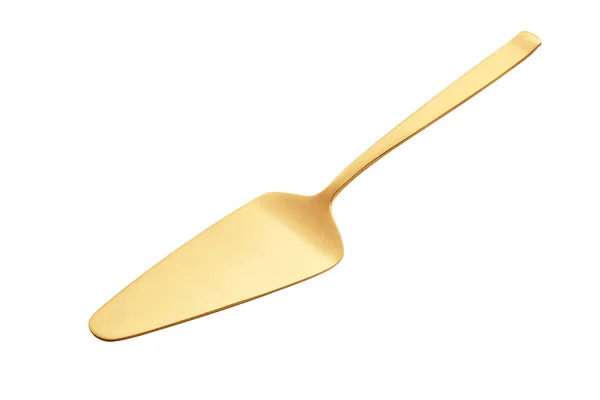Gouden Taart Spatel Uitgesneden Foto Stapelen — Stockfoto