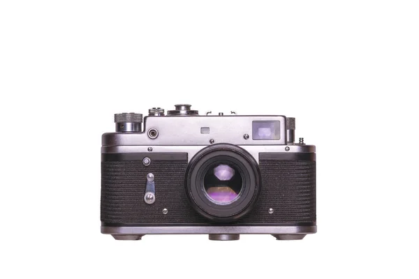 白い背景に古いレトロなカメラ 孤立した対象 — ストック写真
