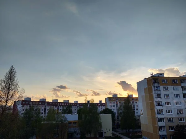 Vista Ciudad Europea Atardecer — Foto de Stock