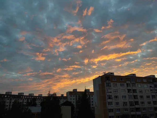 Vista Ciudad Europea Atardecer — Foto de Stock