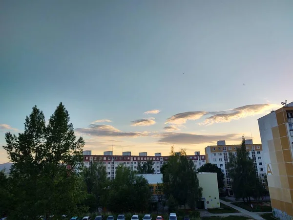 Άποψη Της Ευρωπαϊκής Πόλης Την Ώρα Του Ηλιοβασιλέματος — Φωτογραφία Αρχείου