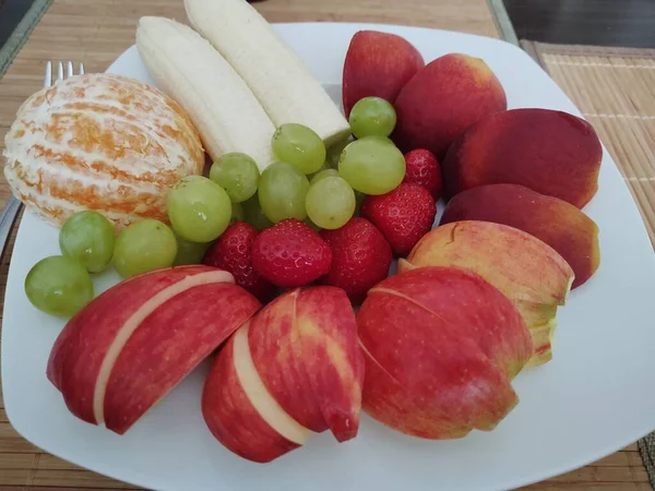 Set Frutas Frescas Plato — Foto de Stock