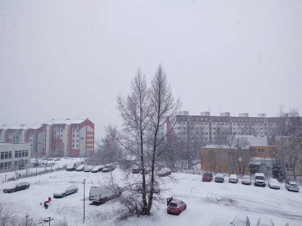 Uitzicht Europese Stad Winterdag — Stockfoto