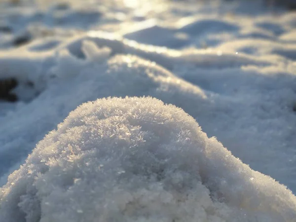 Sníh Při Západu Slunce Zimě — Stock fotografie